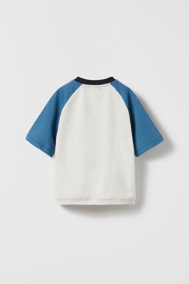 Erkek Çocuk Mavi Blok Desenli Sloganlı Pamuklu T-shirt Şort Alt-üst Takım