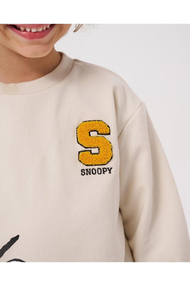 Erkek Çocuk Pamuklu Snoopy Desenli Pamuklu Sweatshirt Eşofman Alt-Üst Takım