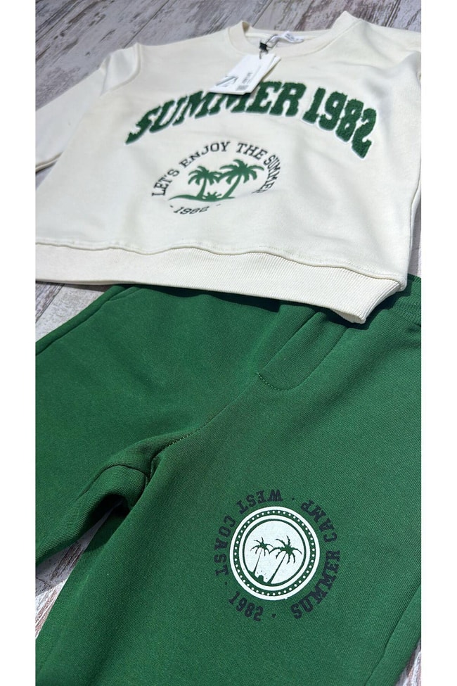 Erkek Çocuk Pamuklu Sweatshirt Eşofman Alt-Üst Takım