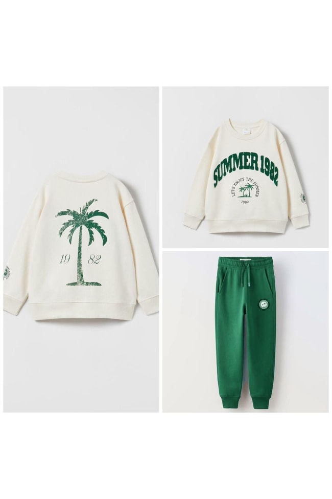 Erkek Çocuk Pamuklu Sweatshirt Eşofman Alt-Üst Takım