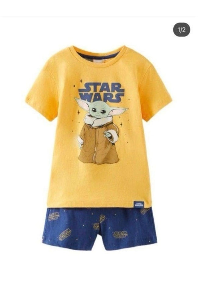 Erkek Çocuk Sarı Mavi Star Wars Pamuklu T-shirt Şort Alt-Üst Takım