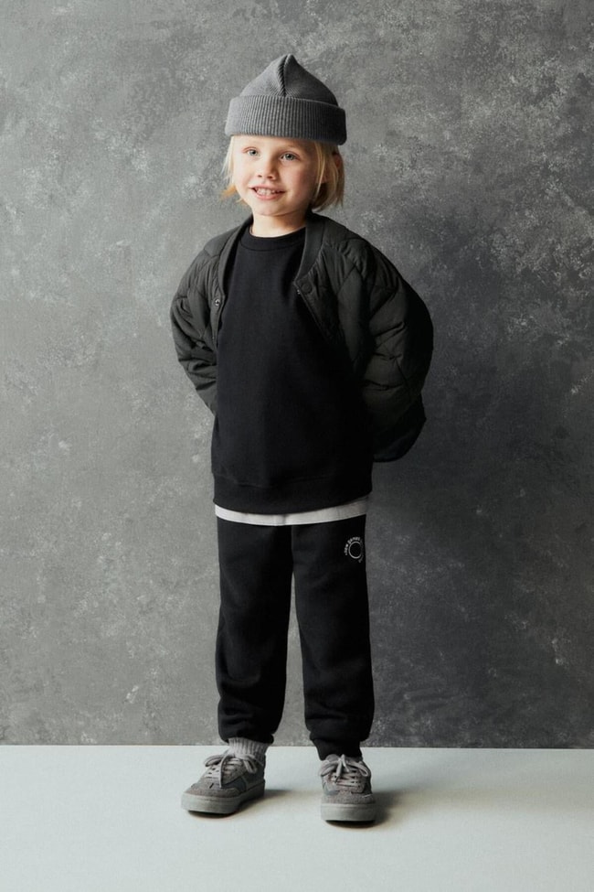 Erkek Çocuk Siyah Basic Pamuklu Sweatshirt Eşofman Alt-Üst Takım