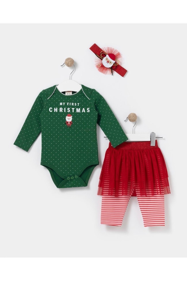 Kız Bebek Yılbaşı Noel Tütülü Alt-Üst Takım