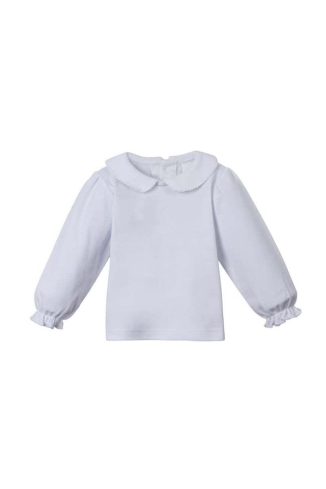 Kız Çocuk Beyaz Volan Yaka Pamuklu Body Sweatshirt