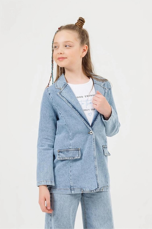 Kız Çocuk Blazer Kot Ceket - 9-10 Yaş