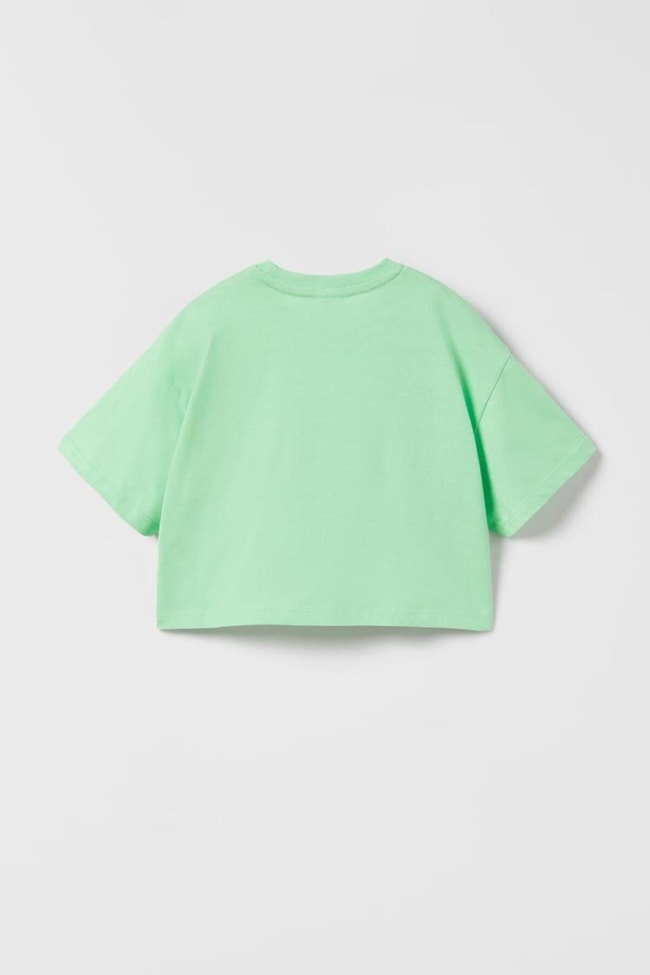 Kız Çocuk Blok Desenli Tropical Coast Baskılı Crop Top T-shirt Şort Alt-Üst Takım