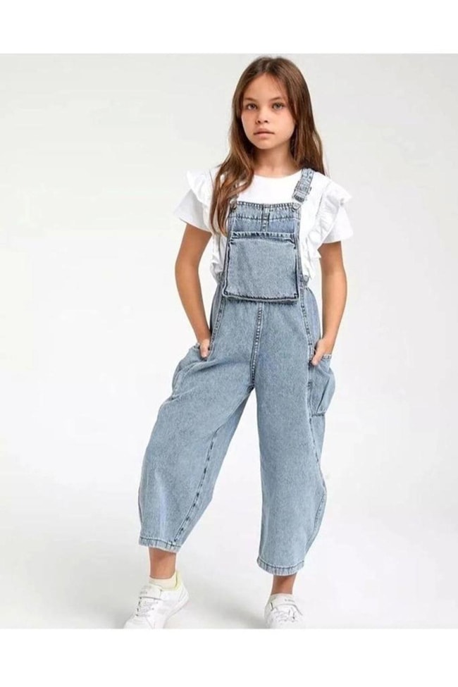 Kız Çocuk Denim Kot Salopet