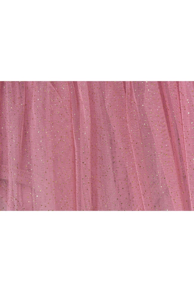 Kız Çocuk Pembe Kurdela Desenli Pamuklu Çıtçıtlı Ceketli Elbise