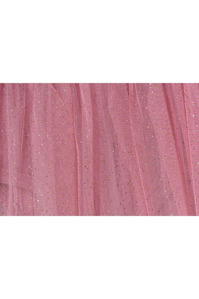 Kız Çocuk Pembe Kurdela Desenli Pamuklu Çıtçıtlı Ceketli Elbise