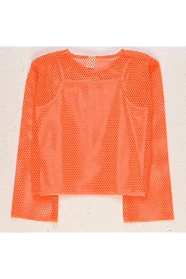 Kız Çocuk Turuncu Fileli T-shirt bluz