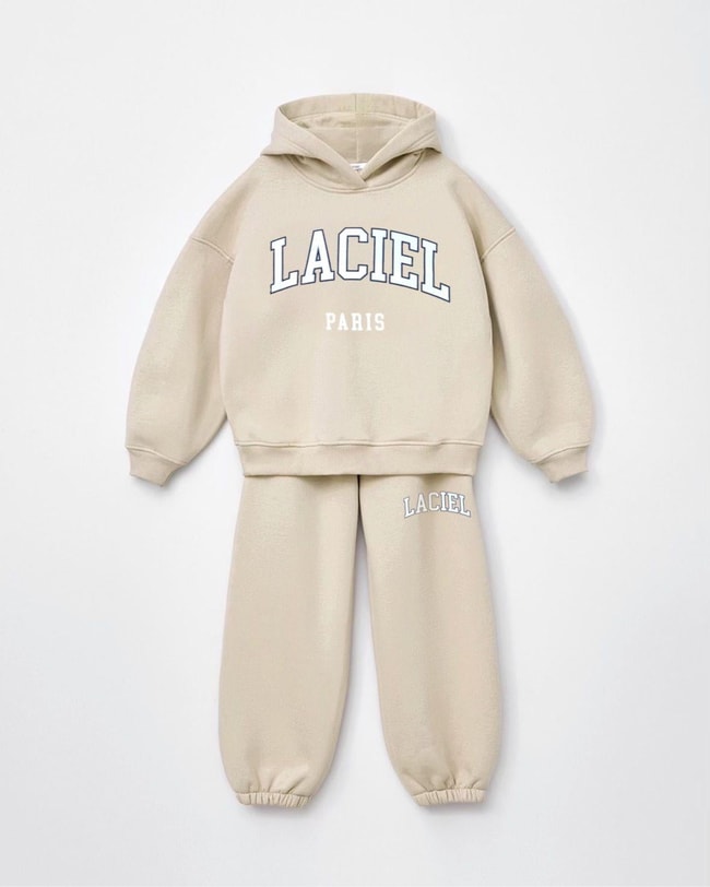 Unisex Çocuk Sloganlı Kışlık 3 iplik Pamuklu Sweatshirt Eşofman Alt-Üst Takım