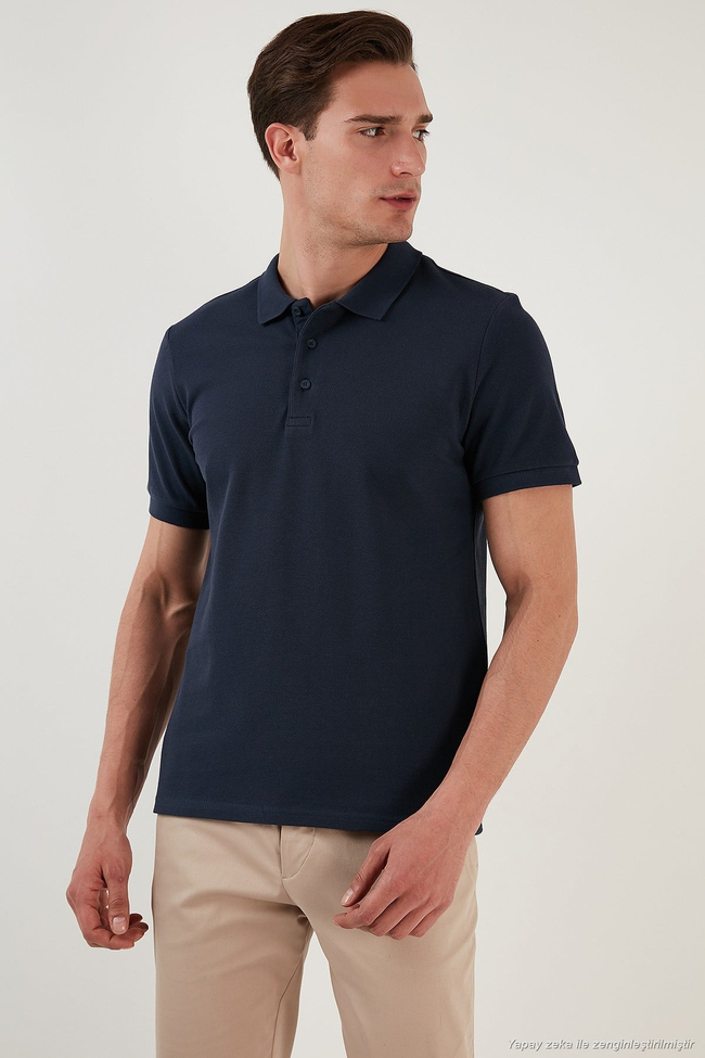 Pamuk Regular Fit Düğmeli 2li Paket Erkek Polo Yaka T Shirt 5902127S2 İndigo-İndigo
