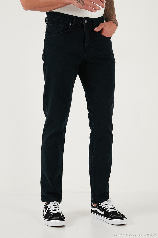 Pamuklu Comfort Fit Normal Bel Düz Paça Jeans Erkek Kot Pantolon 412C05TEXAS KOYU LACİVERT