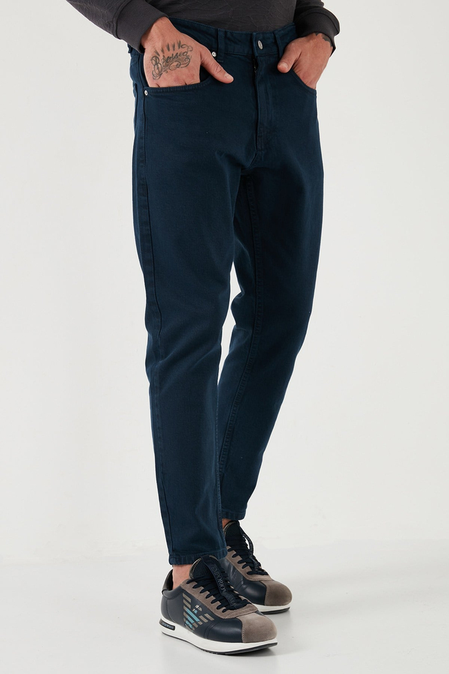 Streç Pamuklu Slim Fit Normal Bel Boru Paça Jeans Erkek Kot Pantolon 15900S31MILANO LACİVERT