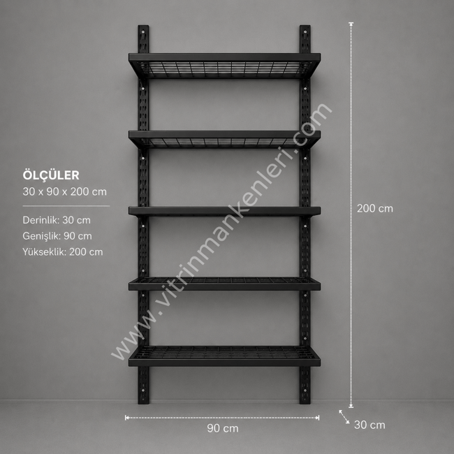 DUVARA MONTE GEÇMELİ RAF 5 RAFLI TEL RAF 30x60/90/120x200 cm