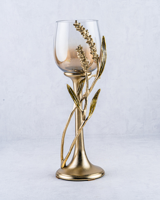 DekuvaALUMINIUM BROWN LUSTER GLASS CANDLEGÜVEN BG-06