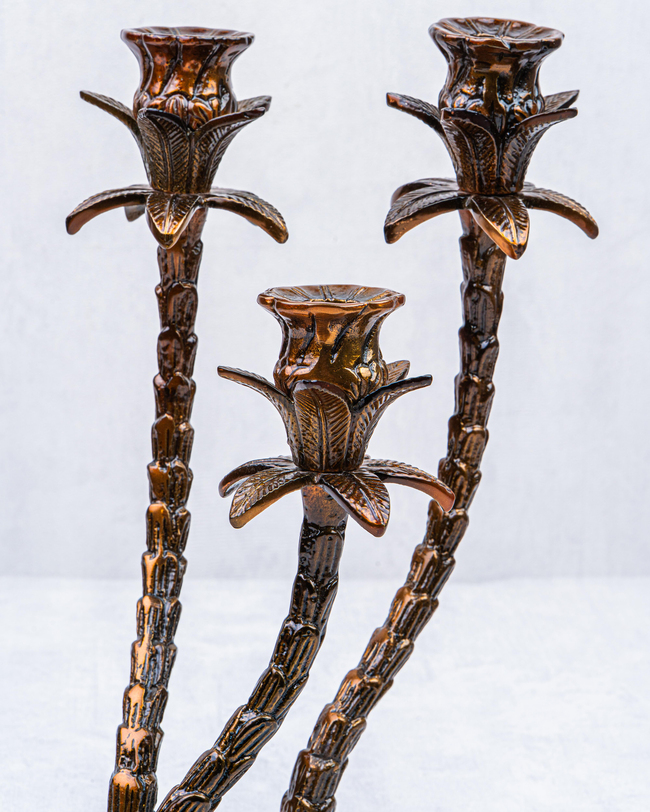 DekuvaANTİK BRONZ SİYAH 3 KOLLU PALMİYE MUMLUK 24*34MİKASA MOOR P284.338565