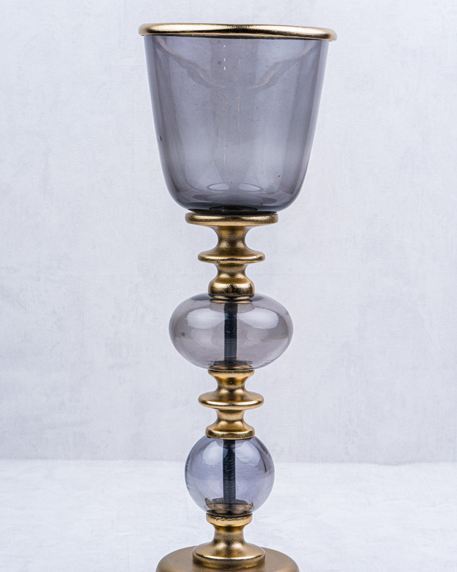 DekuvaBLACK CHROME SMALL PILLAR CANDLE HOLDERLAMEDORE 1XP-223524BC