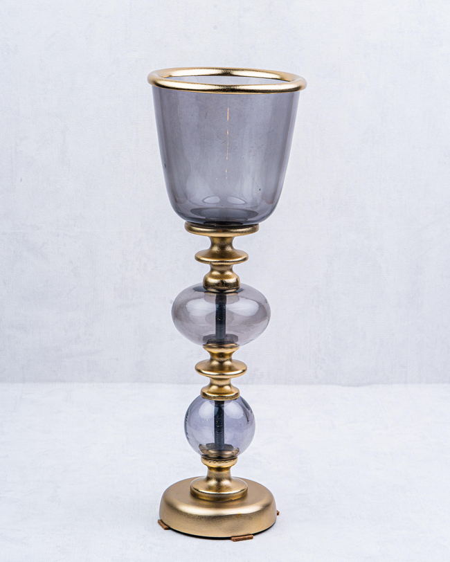 DekuvaBLACK CHROME SMALL PILLAR CANDLE HOLDERLAMEDORE 1XP-223524BC