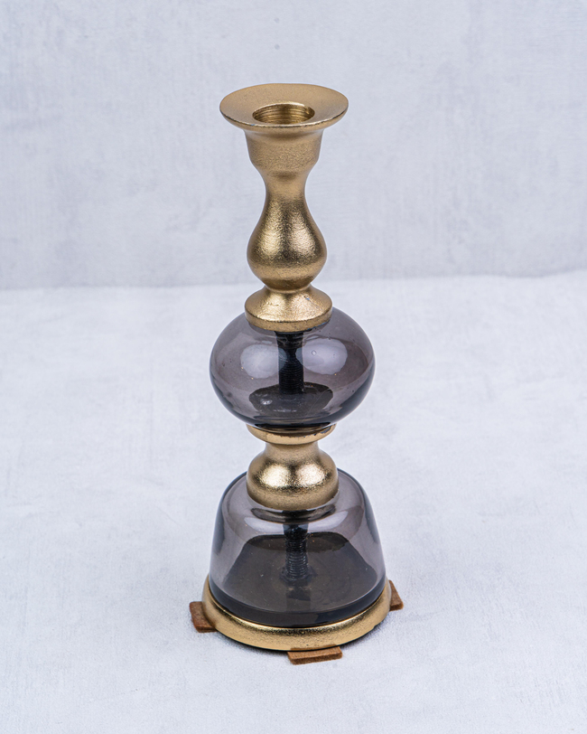 DekuvaBLACK CHROME SMALL TRAPER CANDLE HOLDERLAMEDORE 1XP-223530BC