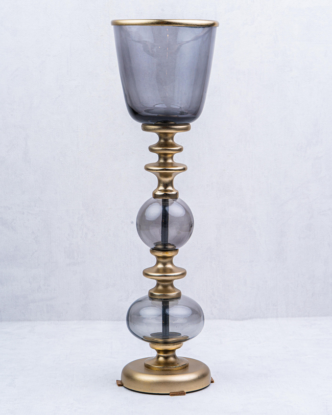 DekuvaBLACK CROME LARGE PILLAR CANDLE HOLDERLAMEDORE 1XP-223523BC