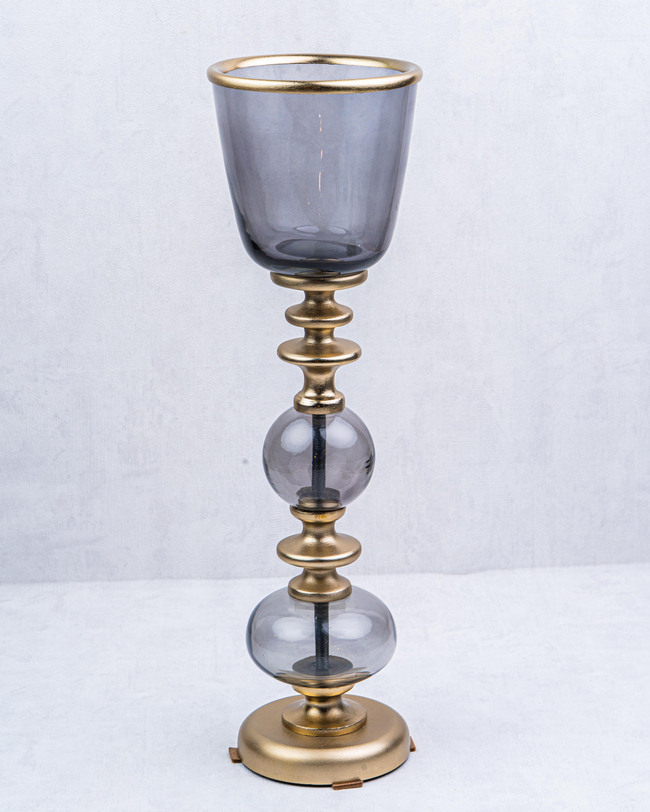 DekuvaBLACK CROME LARGE PILLAR CANDLE HOLDERLAMEDORE 1XP-223523BC