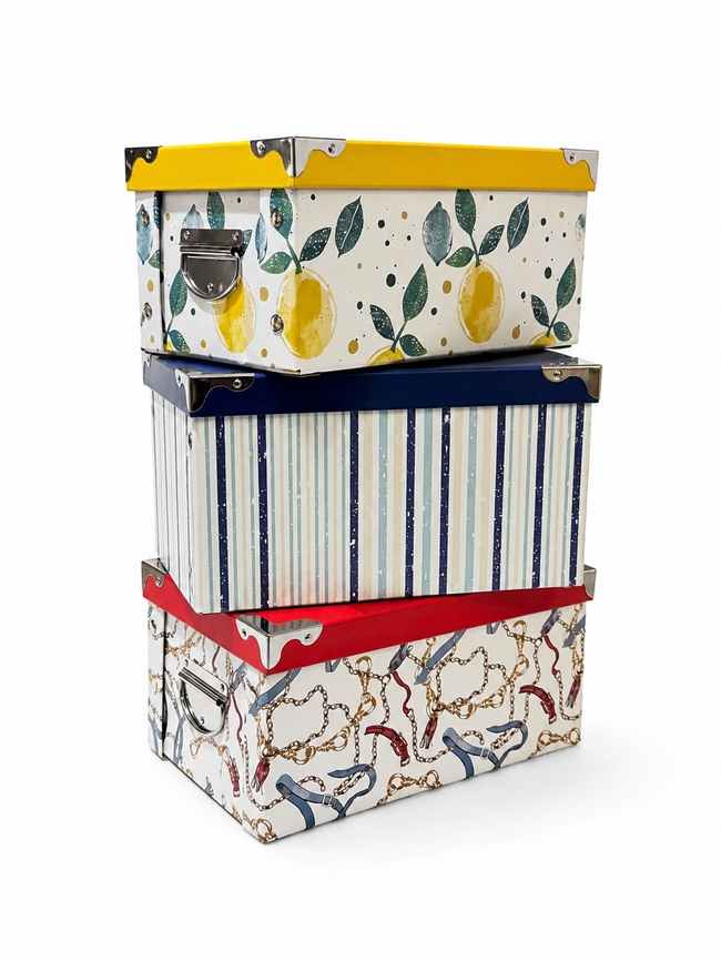 DekuvaDekuva Desenli Kapaklı Çok Amaçlı Organizer Kutu 25x35 cm0044