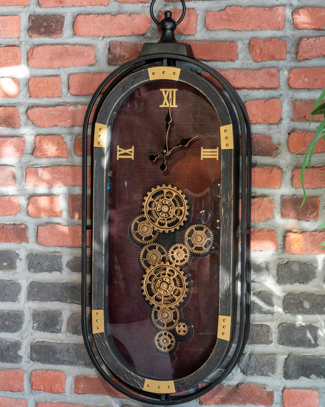 DekuvaGOLD SİYAH AHŞAP OVAL DUVAR SAATİ 41*102CMMİKASA MOOR P126.105331