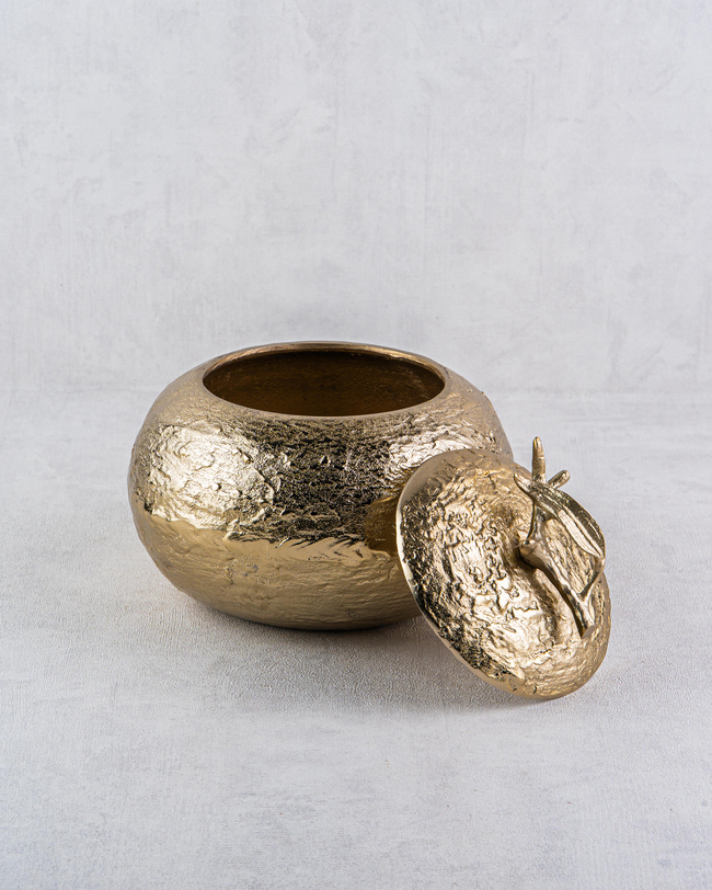 DekuvaLEAF HANDLE GOLD LARGE DECORATIVE BOXLAMEDORE 1BHT-526007LG