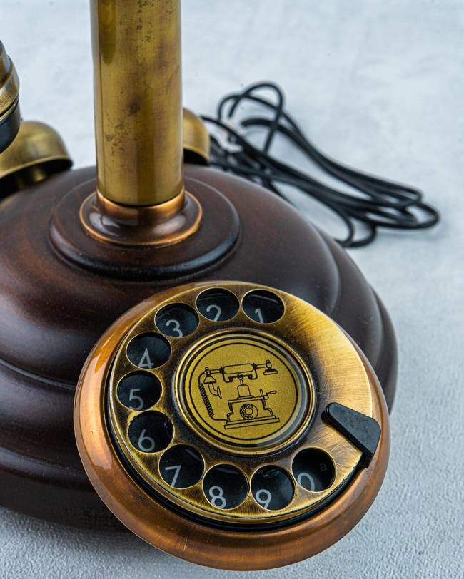 DekuvaLEYLEK AHŞAP ESKİTME TELEFONMİMTEL ANTİKA TELEFON 013