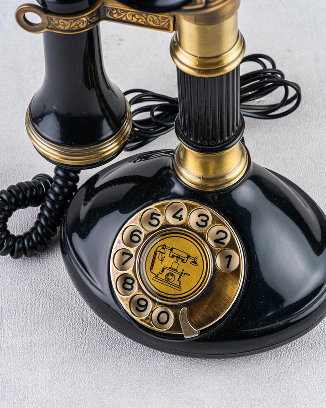 DekuvaOVAL SİYAH ESKİTME LEYLEK TELEFONMİMTEL ANTİKA TELEFON 015