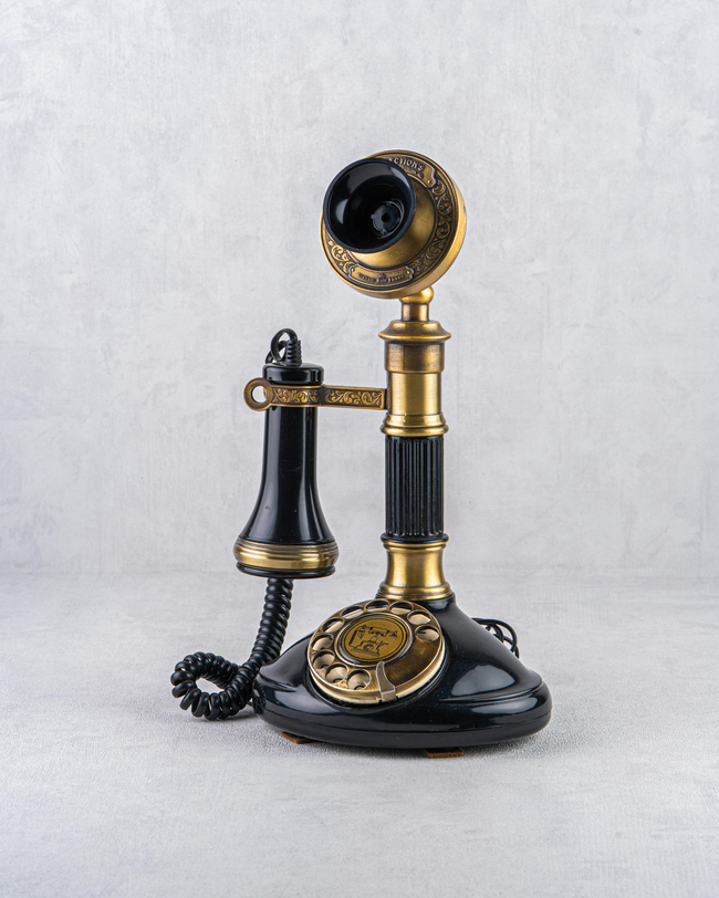 DekuvaOVAL SİYAH ESKİTME LEYLEK TELEFONMİMTEL ANTİKA TELEFON 015
