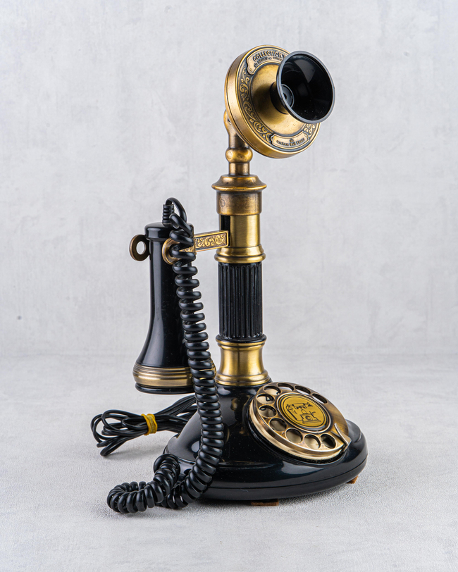 DekuvaOVAL SİYAH ESKİTME LEYLEK TELEFONMİMTEL ANTİKA TELEFON 015
