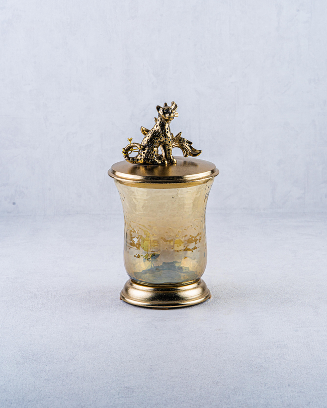 DekuvaRUSTIC GOLD AND OMBRE BROWN GLASS JARGÜVEN BG-33