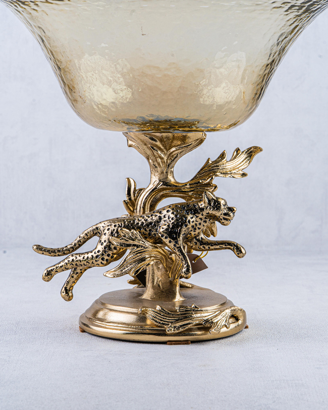 DekuvaRUSTIC GOLD AND OMBRE BROWN GLASS PLATEGÜVEN BG-39