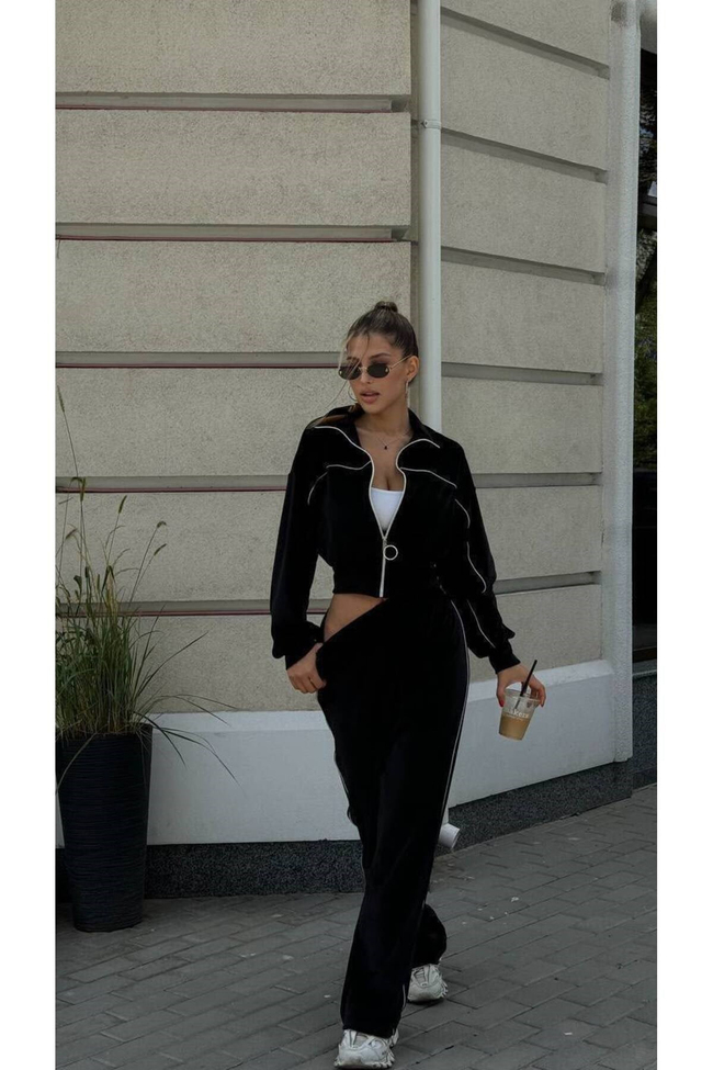 Kadın Biyeli Oversize Kadife Eşofman Takım
