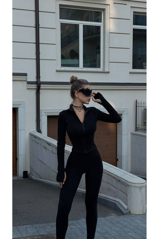 Kadın Fermuarlı Taytlı Spor Takım