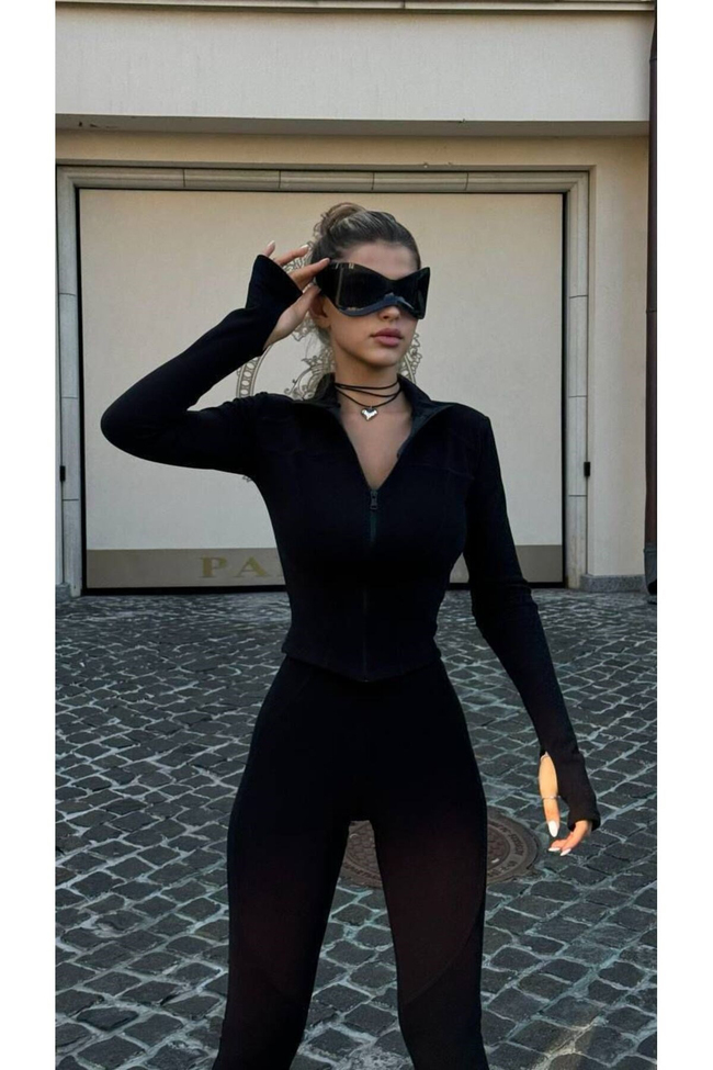 Kadın Fermuarlı Taytlı Spor Takım