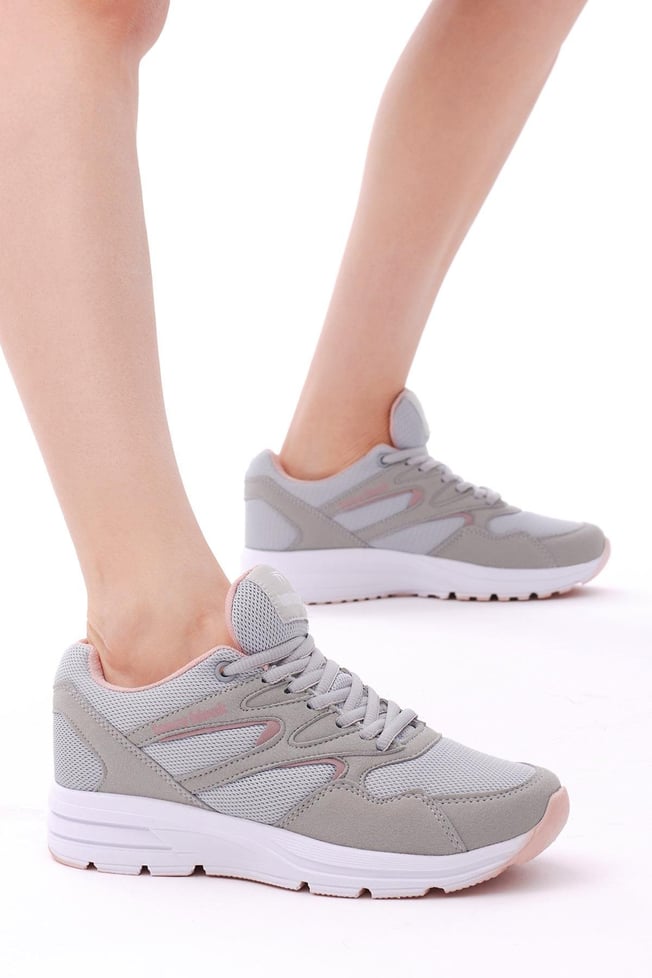 Poli Taban Nefes Alabilen Kumaş Bağcıklı Unisex Buz Pudra Spor Ayakkabı 772-0
