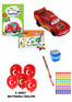 Kırtasiye Seti 6'lı Set Erkek Öğrenci Seti (5 Adet Bayraklı Balon - Boyama Kitabı - 12 li Pastel Boya - Oyuncak Araba - Hotwheels Kalem - Çiftli Kalemtraş)