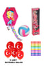 Kırtasiye Seti Oyuncak Kız Öğrenci Seti (5 Adet Bayraklı Balon - Uçurtma- Voleybol Topu - Oyuncak Bebek - Sticker)