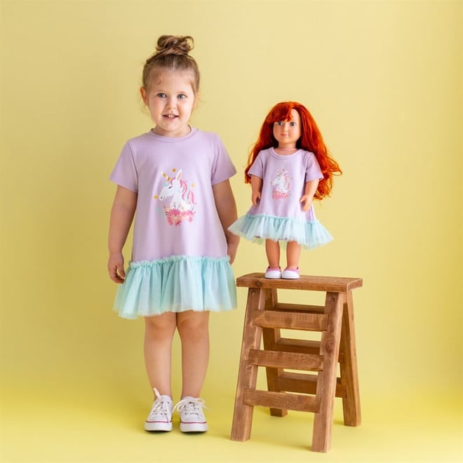 Bebeğim ve Ben Elbise / Lila Unicorn