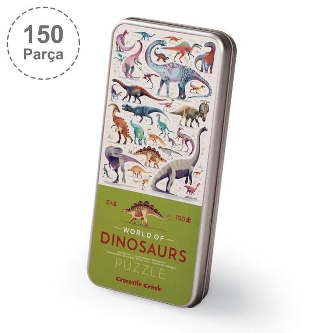 Crocodile Creek Metal Kutu Puzzle - 150 Parça - Dinozorların Dünyası