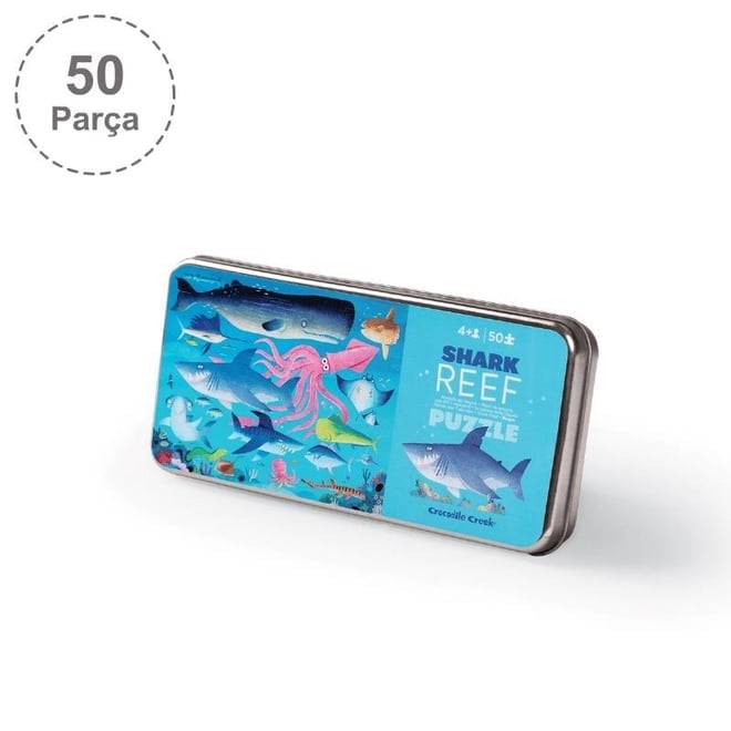 Crocodile Creek Metal Kutu Puzzle - 50 Parça - Köpekbalığı Resifi