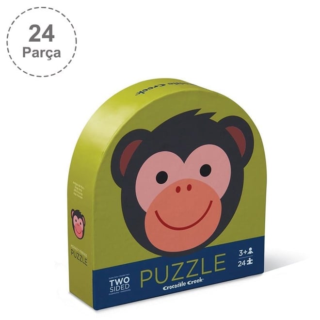 Crocodile Creek Yuvarlak Puzzle - 24 Parça - Maymun ve Arkadaşları