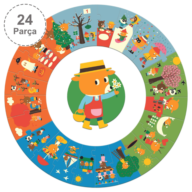 Djeco Yuvarlak Puzzle 24 Parça - Bir Yıl