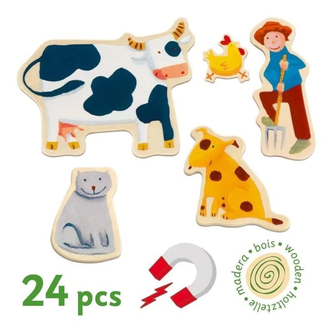 Djeco Mıknatıslı Oyunlar - Wooden Farm Magnets