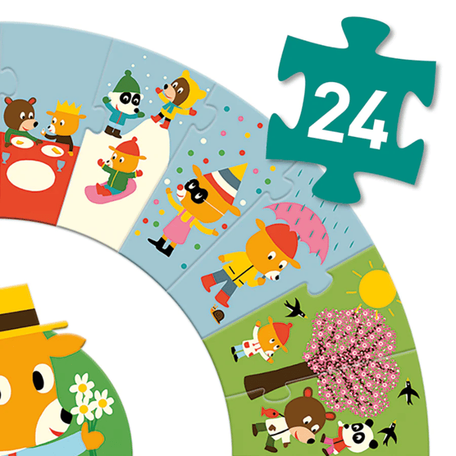Djeco Yuvarlak Puzzle 24 Parça - Bir Yıl