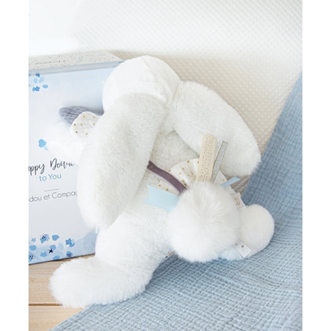 Doudou Beyaz Ponpon Tavşan 25 cm