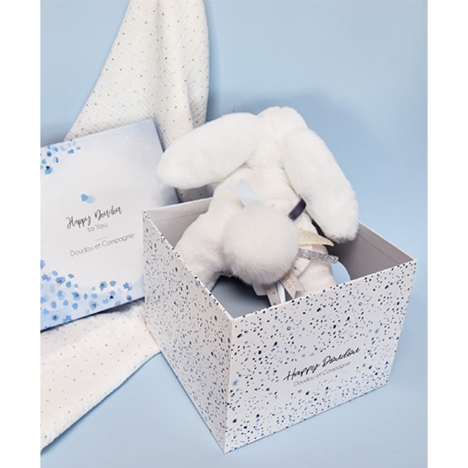 Doudou Beyaz Ponpon Tavşan 25 cm